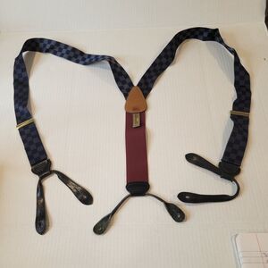 Trafalgar  Men Checkered Blue Red Gray Suspenders
